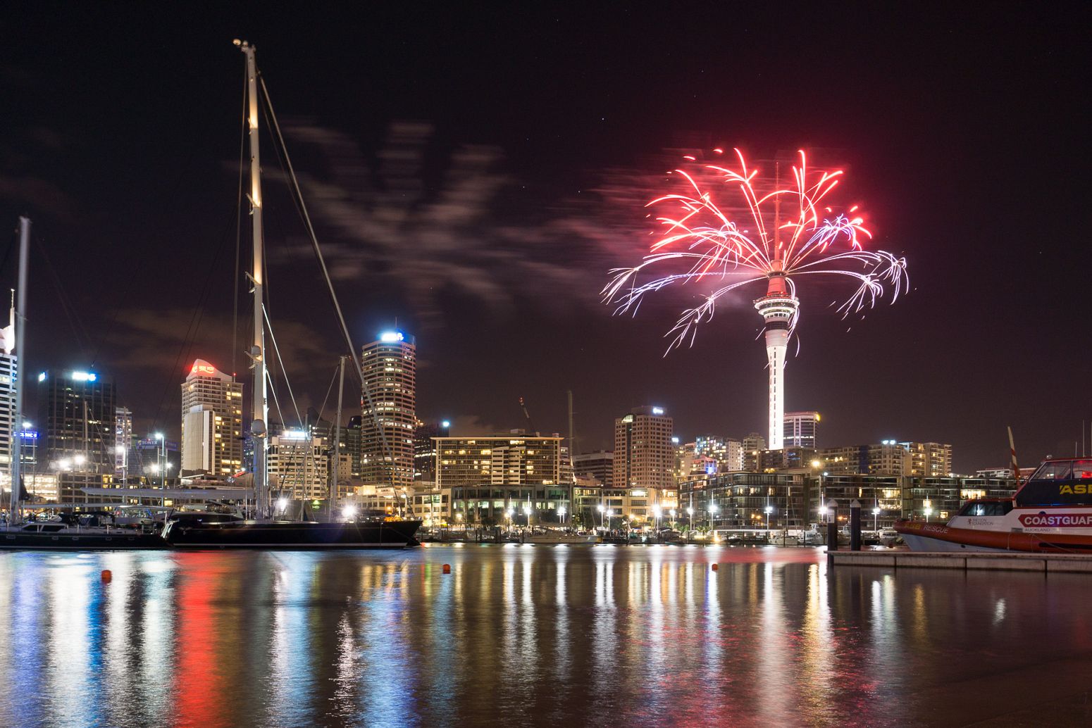 New Year's eve fireworks in Auckland, New Zealand